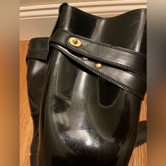 Coach rain boots with gold hardware - Picture 3 of 7